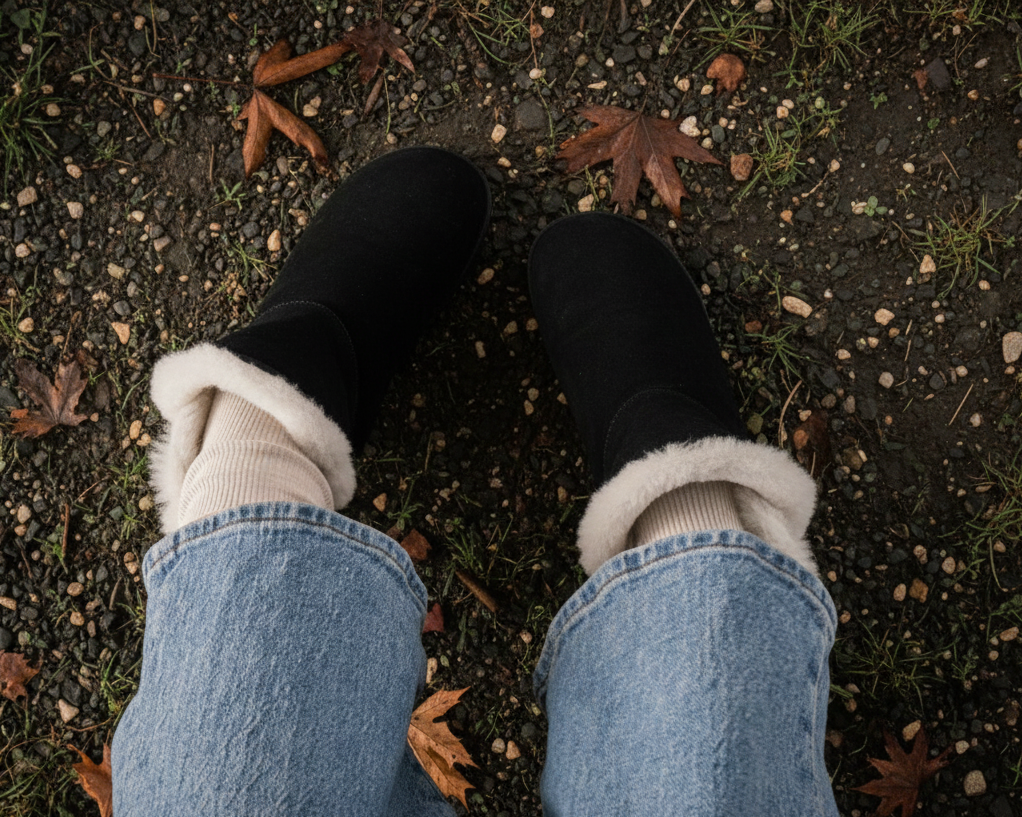 Noma / Black Suede & Sheepskin / Womens